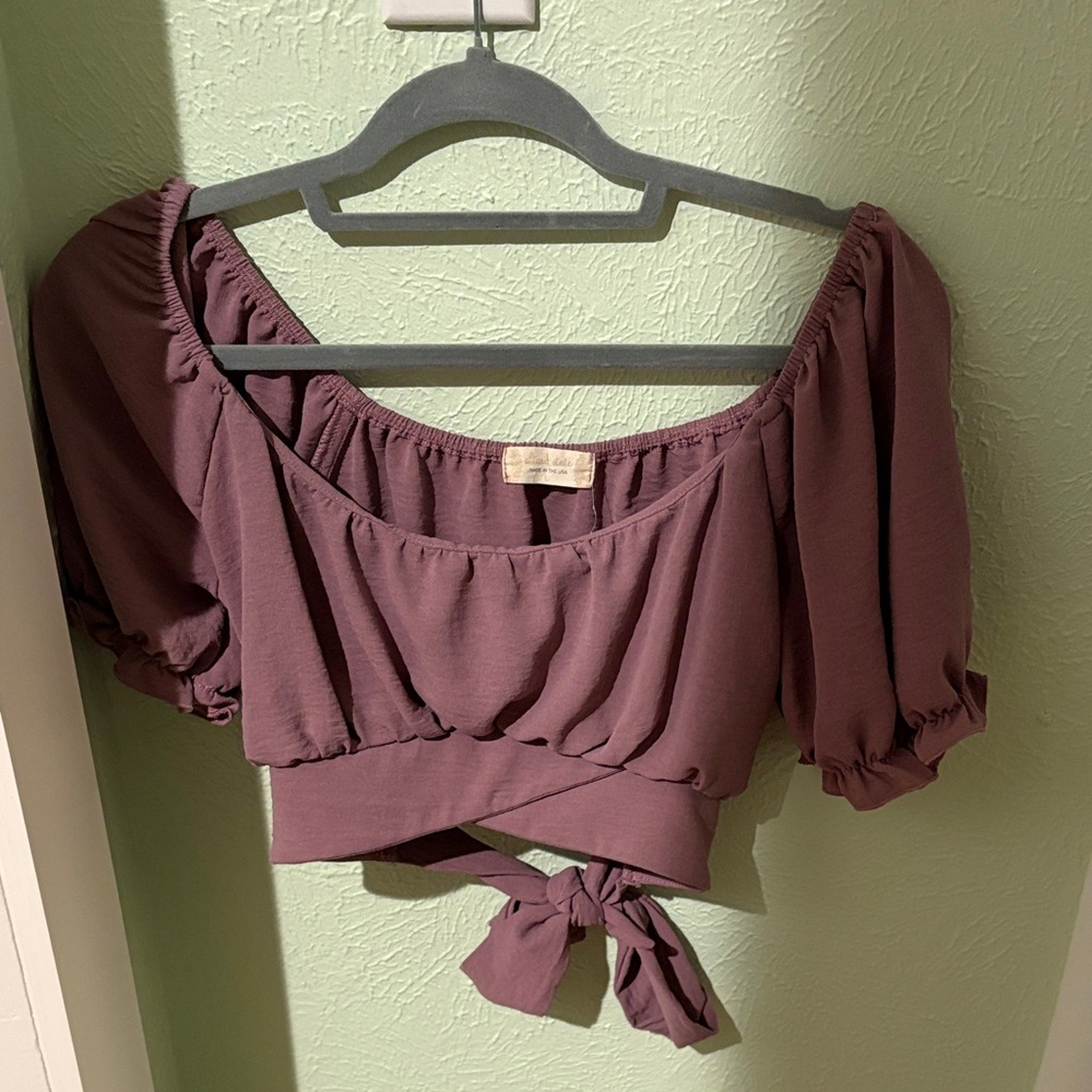 Altar'd State Dusty Purple Wrap Blouse